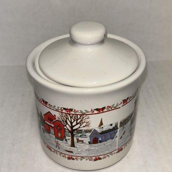 RUSS BERRIE AND CO VTG Creamer And Sugar Bowl w/ Lid “A Christmas Remembered” - Picture 5 of 16